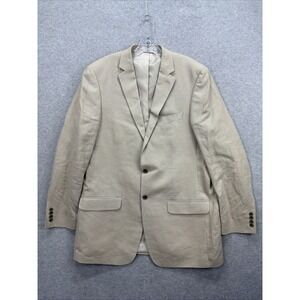 Ocean & Coast Blazer Mens 44 Long‎ Beige 100% Linen Suit Coat Sports Jacket